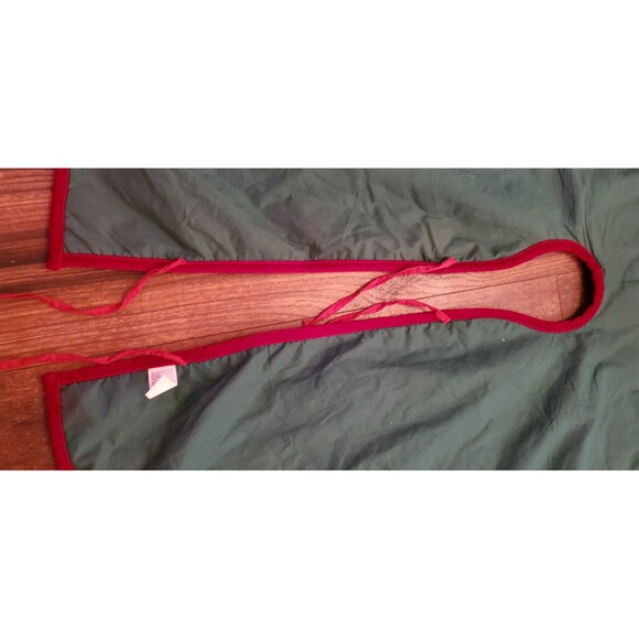 Santa Snowman Christmas Tree Skirt Green Sparkly 43" Primitive Vtg Y2K Applique - Picture 9 of 9